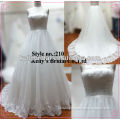 Lace bodice A-line empire line/high waist wedding dress with lace hem